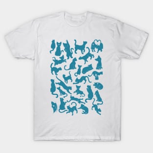 Blue Cat Pattern T-Shirt